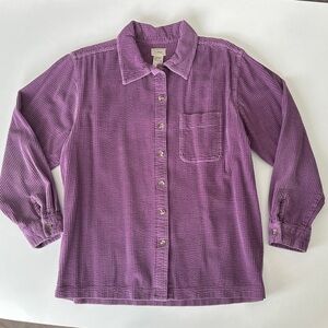 LL Bean Soft Corduroy Purple Long Sleeve Shirt Shacket Boxy Oversized M